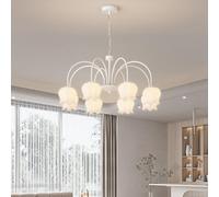 QYYZTQY Chandelier Fixture, Light Fixtures with Plastic Shade, French Lily of The Valley Hanging Metal Iron Pendant Lamp For Dining & Living Room Bedroom, Dimming