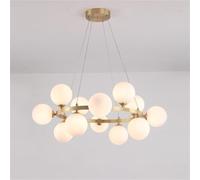 QYYZTQY Chandelier,Mid Century 12 Lights Gold Bubble White Glass Globe Chandelier Pendant Lighting for Kitchen Island,Dining Room,Bedroom,Living Room