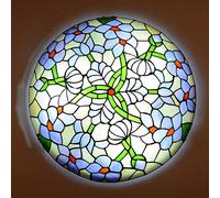 QYYZTQY Chandeliers Ceiling Lights Flush Mount, Dimmable ?30cm ?40cm ?50cm Stained Glass Round Ceiling Lamp for Living Room Bedroom Kitchen y Bathroom[Energy Class A ++],H,40cm