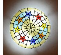 QYYZTQY Chandeliers Ceiling Lights Flush Mount, Dimmable ?30cm ?40cm ?50cm Stained Glass Round Ceiling Lamp for Living Room Bedroom Kitchen y Bathroom[Energy Class A ++],V,50cm