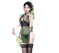 QYYZTQY Cheongsam Dress for Women Lingerie Outfit Cosplay Costume High Split Chinese Style Qipao Snake Bodycon Anime Roleplay Nightgown Chemise Babydoll Thong Green