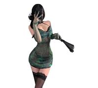 QYYZTQY Cheongsam Lingerie Dress for Women Cosplay Costume Chinese Style Halter Qipao Outfit Anime Roleplay Short Strappy Bodycon Nightgown High Split Skirt Green