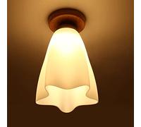 QYYZTQY Chinese Style Single Head Wooden Ceiling Lamp, Japanese Garden Chandelier, Balcony Porch Wall Lamp, Glass Lampshade,for Bedroom Balcony Entrance Study Hall Entrance Hallway