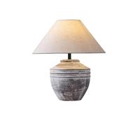 QYYZTQY Chinese Vintage Living Room Sofa Side Desk Lamp Scandinavian Minimalist Fabric Pottery Desk Light B&B Villa Showcase Hotel Rest Area Lighting Fixture Study Room Workstation Bedroom Table Lamp