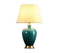 QYYZTQY Chinese Zen Bedroom Bedside Desk Light Handmade Fabric Ceramic Desk Lamp for Office Living Room Counter Desk Table Lamp Tea House Restaurant Villa Decoration Lighting Fixture
