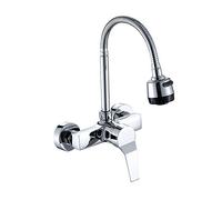 QYYZTQY Chrome with Hot and Cold Water 2 Mode Sprayer Brass Wall Mounted Faucet Single Handle Flexible Kitchen Sink Mixer Tap