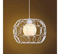 QYYZTQY Classic Black Wrought Iron Chandelier E27 Retro Metal Frame Pendant Light Industrial Style Circle Hanging Lamp Bedside Dining Room Kitchen Island Lighting Fixture (White)