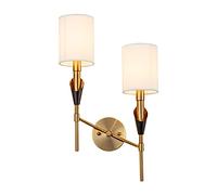 QYYZTQY Classic Rustic Industrial Wall Lighting Fixture with Fabric Shade for Living Room, Mirror Cabinet, Kitchen, Porch,2 Heads (Size : 2 Heads)