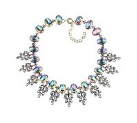 QYYZTQY Colorful Beaded Necklace For Women and Girls, Crystal Rhinestone Collar Choker Necklace Statement Maxi Big Bib Necklace Beads Chain Chunky Statement Necklace, Bib Necklace For Women