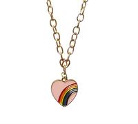 QYYZTQY Colorful Enamel Rainbow Necklace For Women, Cute Rainbow Choker - Pride Beads Rainbow Heart Necklace, Rainbow Bridge Necklace For Summer Valentine Gifts