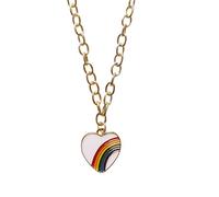 QYYZTQY Colorful Enamel Rainbow Necklace For Women, Cute Rainbow Choker - Pride Beads Rainbow Heart Necklace, Rainbow Bridge Necklace For Summer Valentine Gifts