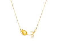 QYYZTQY Colorful Zircon Pendant Tulip Necklace For Women Girls, Cute Sweet Lily Necklace Choker - Tulip Flower Necklace, Collar De Tulipan, Tulip Jewelry For Valentine Birthday Gifts