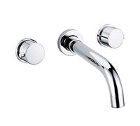 QYYZTQY Contemporary Sink with Hot and Cold Water Brass Wall Mounted Bathroom Tap Double Handle 3 Hole Basin Faucet for Hotel, Villa,Black(Chrome)