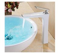 QYYZTQY Contemporary White Chrome Kitchen Brass Basin Mixer Tap Hot Cold Water Bathroom Faucet Stylish Tall for Home & Easy to Install