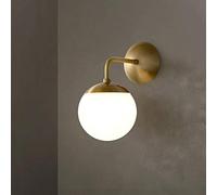 QYYZTQY Copper Wall Light White Globe Glass Lampshade Nordic Wall, Bedside Wall Lighting Fixtures Indoor Wall Lamps in Satin Brass for Living Room Hallway, (Color : Brass)