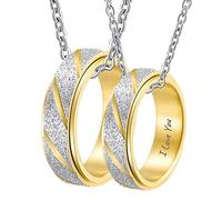 QYYZTQY Couples for Engraved I Love You, Spinner Matte Women's Necklace Dainty, Necklaces Stainless Steel, Length 50/ 60CM