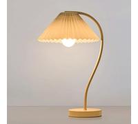 QYYZTQY Cream Style Bedroom Bedside Desk Light Nordic Girl Style Iron Pleated Fabric Desk Lamp For Girl's Room Writing Desk Table Lamp Flower Shop Bookstore Exhibition Decoration Lighting Fixture(E26)