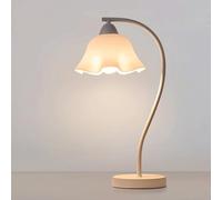 QYYZTQY Cream Style Bedroom Bedside Desk Light Nordic Girl Style Iron Pleated Fabric Desk Lamp For Girl's Room Writing Desk Table Lamp Flower Shop Bookstore Exhibition Decoration Lighting Fixture(E26)