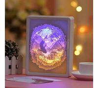 QYYZTQY Creative 3D Paper Carving Lamp, LED Desktop Decoration Night Light, Multi-Layer Contour, USB Cute Light Box, for Lover Gifts (Color : Style 16) (Style 17)