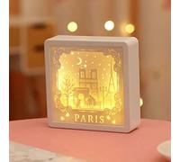 QYYZTQY Creative 3D Paper Carving Lamp, LED Desktop Decoration Night Light, Multi-Layer Contour, USB Cute Light Box, for Lover Gifts (Color : Style 16) (Style 10)