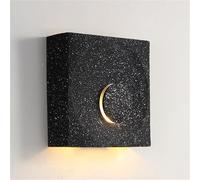 QYYZTQY Creative Cement Wall Sconces Square Indoor Decor Wall Lighting Natural Marble Lampshade Wall Mounted Lamp with Base for Bedroom Bedside Kitchen Farmhouse Hallway(Black)