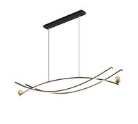 QYYZTQY Creative Dining Room Pendant Light, Black Brass Long Strip Suspension Lamp, Metal Linear Curved Hanging Lights, Kitchen Island Decorative Lighting Drop Lamps, LED 3 Color Mode