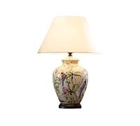 QYYZTQY Creative Hand-painted Ceramic Fabric Desk Lamp Chinese Light Luxury Living Room Study Desk Light Hotel Front Desk Restaurant Cashier B&B Lighting Fixture Bedroom Bedside Tea House Office Table