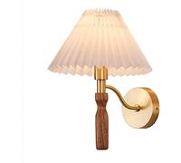 QYYZTQY Creative, Retro with Fabric Pleated Shade, Art Deco Wall Light, LED Bedside Reading Lamp, Indoor Lighting Fixtures for Bedroom Living Dining Room Hallway