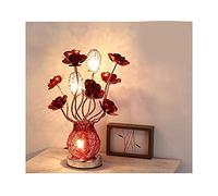 QYYZTQY Creative Romantic Aluminium Rose LED Desk Lamp Nightlight with Handmade Vase Designed Aluminium Bedside Decoration Wedding Elegant Soft Eye Protection