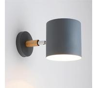 QYYZTQY Creative Single Head Cylindrical Mounted Lamp Metal Rubber Wood Decorative Indoor Lighting for Living Room Bedroom Corridor Bedside Black with E26/ Base Wall Light(Gray)
