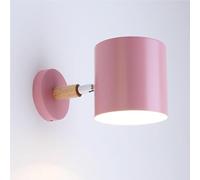 QYYZTQY Creative Single Head Cylindrical Mounted Lamp Metal Rubber Wood Decorative Indoor Lighting for Living Room Bedroom Corridor Bedside Black with E26/ Base Wall Light(Pink)