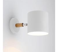 QYYZTQY Creative Single Head Cylindrical Mounted Lamp Metal Rubber Wood Decorative Indoor Lighting for Living Room Bedroom Corridor Bedside Black with E26/ Base Wall Light(White)