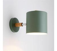 QYYZTQY Creative Single Head Cylindrical Mounted Lamp Metal Rubber Wood Decorative Indoor Lighting for Living Room Bedroom Corridor Bedside Black with E26/ Base Wall Light(Green)