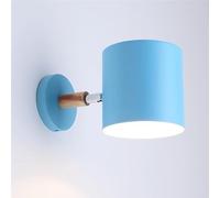 QYYZTQY Creative Single Head Cylindrical Mounted Lamp Metal Rubber Wood Decorative Indoor Lighting for Living Room Bedroom Corridor Bedside Black with E26/ Base Wall Light(Blue)