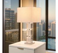 QYYZTQY Crystal Bedroom Lamp Table Lamp American Style Table Lamp Creative Style Bedside Lamp Fabric Shade Decorative E27 Living Room Hotel 26 * 57cm