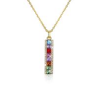 QYYZTQY Crystal Silver Strip Inlaid Colored Zircon Necklace Women Jewelry for Girls