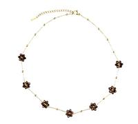 QYYZTQY Daisy Necklace For Women and Girls, Bohemia Flower Charm Beads Chain Necklace Handmade Daisy Choker Necklace, Daisy Necklace For Girls, Daisy Necklace and Earrings