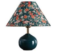 QYYZTQY Dark Green Ceramic Table Lamp Small Pot Cute Table Lamp Flower Shade Farmhouse Retro Bedside Lamp Antique Rustic Desk Nightstand Lamp for Living Room Kids Bedroom Home Office Decor