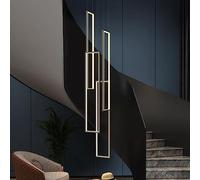 QYYZTQY Decoration Black Entryway Chandelier Compatible with Foyer High Ceiling Remote Control Dimmable LED Staircase Chandelier(Brown,60 * 20CM)