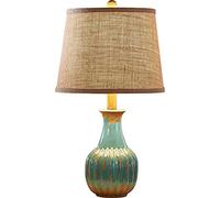 QYYZTQY Desk Lamp Antique Ceramics Table Lamp American Creative Bedroom Bedside Lamp Blue Glazed Ceramic Table Lamp for Livingroom Bedroom Office Entryway Family