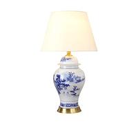 QYYZTQY Desk Lamp Chinese Ceramic Table Lamp Bedroom Bedside Lamp Large Living Room Landscape Painting Blue and White Porcelain Table Lamp Table Light