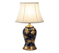 QYYZTQY Desk Lamp Gilt Hand-Painted Ceramics Table Lamp Bedroom Bedside Lamp Office Desktop Decoration Desk Lamp Navy Blue Glazed Ceramic Table Lamp