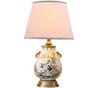 QYYZTQY Desk Lamp Painted Flowers and Birds Table Lamp Bedroom Livingroom Table Lamp Desk Light Table Light Metal Cloth Home Indoor Ceramic Chinoiserie Lamp
