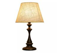 QYYZTQY Desk Lamp Vintage Bedroom Table Lamp, Three Brightness Adjustment 5W Warm Light LED, Linen Fabric Shade, Bedside Light Table Light