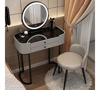 QYYZTQY Desk Set Lighted Vanity 3 Color Touch Screen Dimming Mirror, Dressing Table with Storage Drawers for Women Girls Bedroom,Gray a,60cm/23.6in
