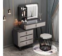 QYYZTQY Desk Square Mirror, Dressing Table with Storage Drawers, Makeup Vanity Wiht Cushioned Stool, for Girl Bedroom Furniture,60cm/23.6in