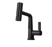 QYYZTQY Digital Display Kitchen Faucet Pull-Down Waterfall Sink Mixer Hot Cold Tap for Bathroom Bar Farmhouse Laundry - High ARC Sprayer (Black No Screen)