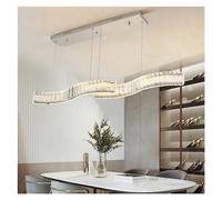 QYYZTQY Dining Room Dimmable Pendant Lights Gold/Chrome Wave Steel K9 Crystal Luminarias Adjustable Hanging Lamp, Chandelier