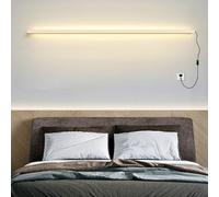 QYYZTQY Double Switches Lamps Aluminium Acrylic Long Wall with Rotatable Spotlight for Living Room Bedroom Bedside Reading (80cm,Black Warm Light)