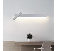 QYYZTQY Double Switches Lamps Aluminium Acrylic Long Wall with Rotatable Spotlight for Living Room Bedroom Bedside Reading (80cm,Black Warm Light)